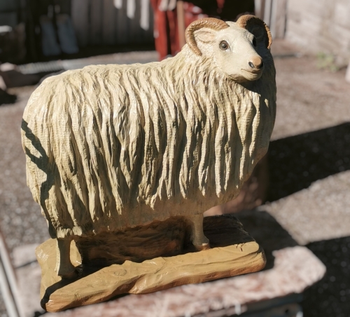 schaf sheperd  motors�ge kettens�ge schnitzen jochen adam holzwerker